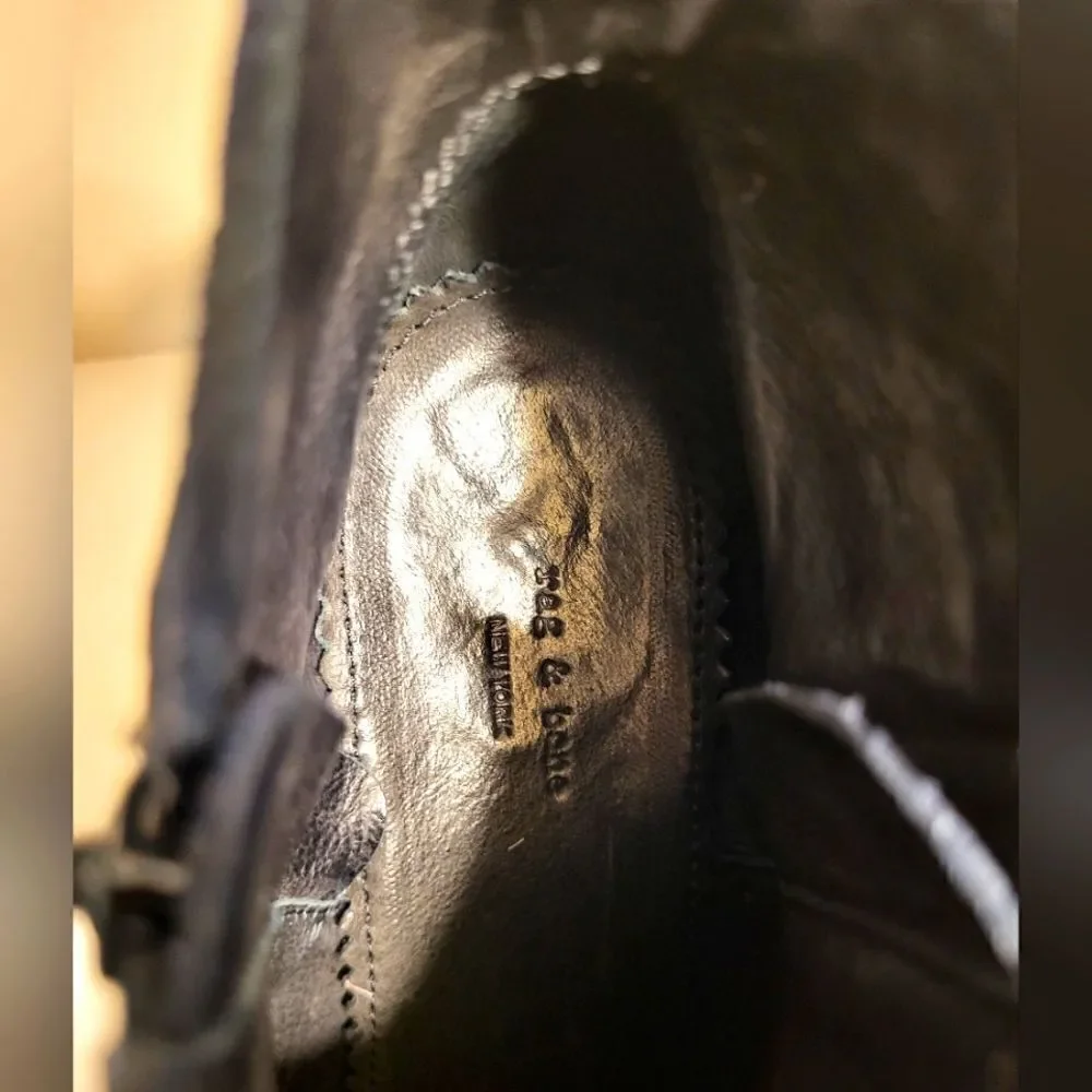 Rag & Bone Margot Black Distressed Leather Side Zip Ankle Boots sz.7/37 Ret.$495